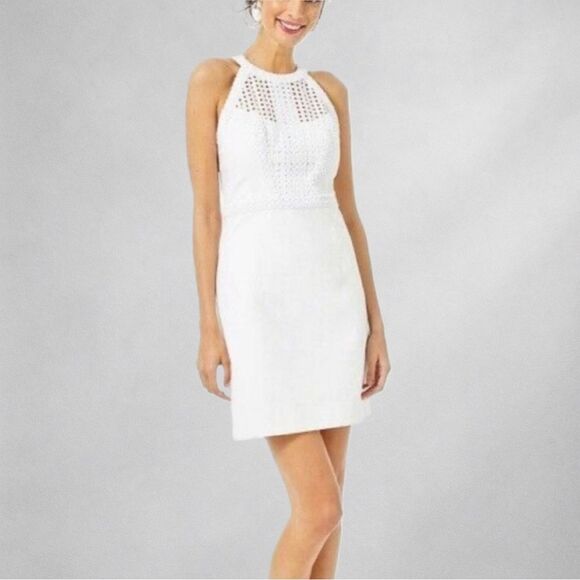 Lilly Pulitzer Dresses & Skirts - Lilly Pulitzer Charlize Dress Size 16 Shift White Eyelet Crochet Summer New
